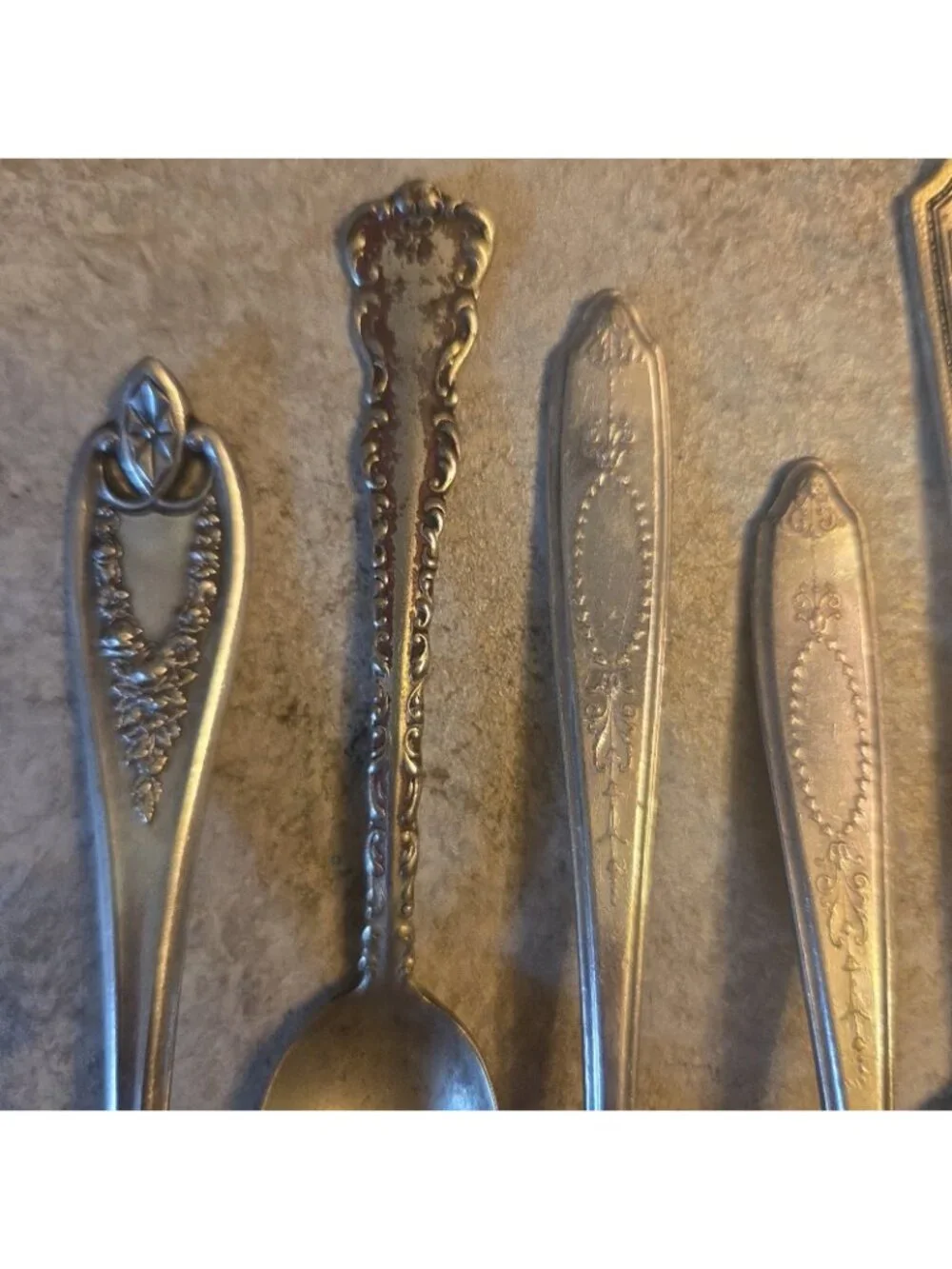 8 Vintage Ornate Spoons for Jewelry Making or Other Use Silver-Plate